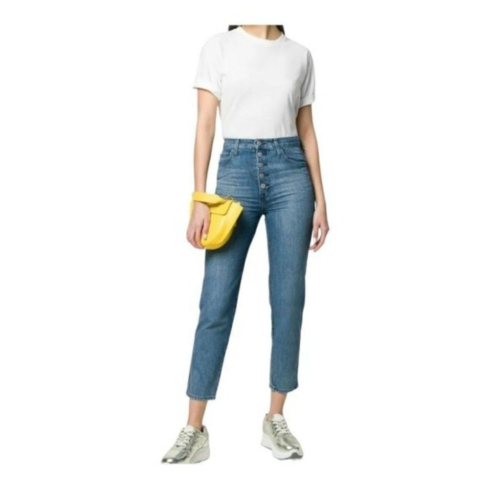 J BRAND Heather Hi Rise Slim Straight Cropped  Denim Jeans Electric Dream US 30